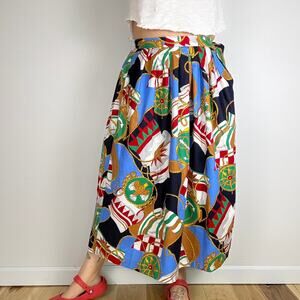 Herman geist vibrant nautical print midi skirt size 10